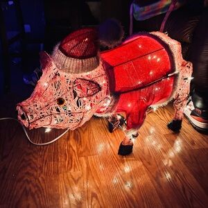 3D holiday Light up Santa Pig 🐖 Xmas Decoration Vintage Rare And Stunning